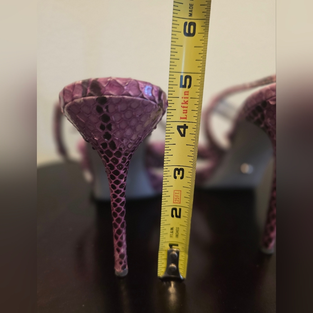 SALE Sergio Rossi Snake Print Sandal Heels - Picture 4 of 13